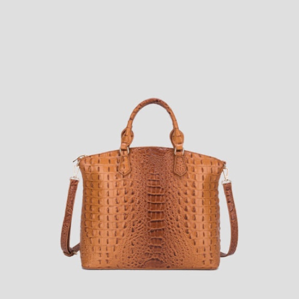 ZAN Vegan Crocodile Embossed Leather Satchel